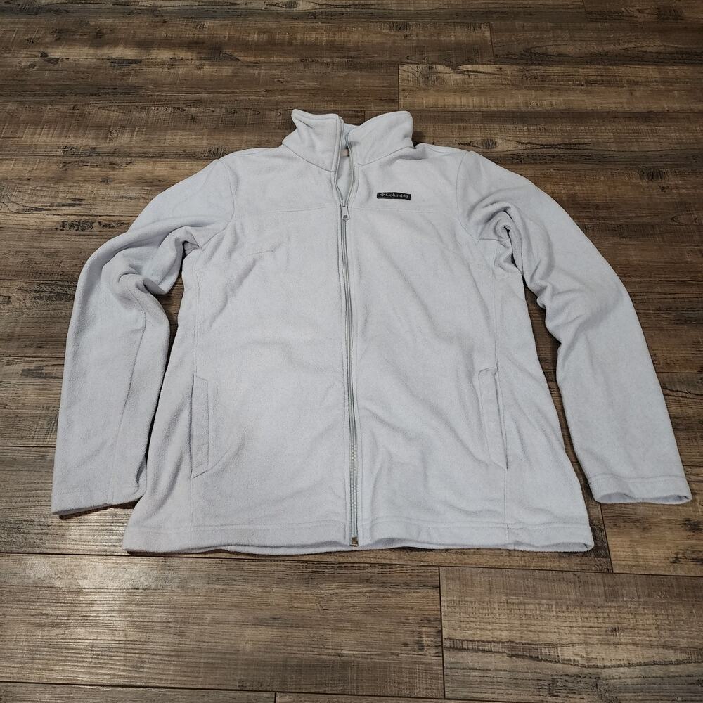 Columbia lightweight full zip fleece gray jacket womens size L 2585